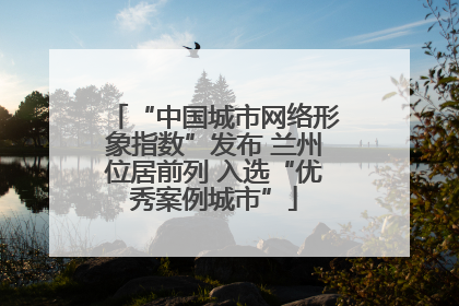 “中国城市网络形象指数”发布 兰州位居前列 入选“优秀案例城市”