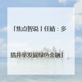 焦点智说丨任婧：多措并举发展绿色金融