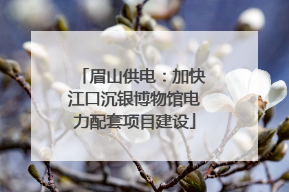 眉山供电：加快江口沉银博物馆电力配套项目建设