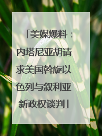 美媒爆料：内塔尼亚胡请求美国斡旋以色列与叙利亚新政权谈判