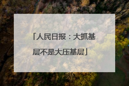 人民日报：大抓基层不是大压基层