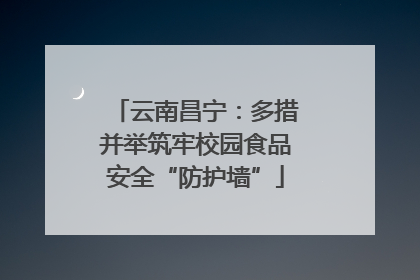 云南昌宁：多措并举筑牢校园食品安全“防护墙”