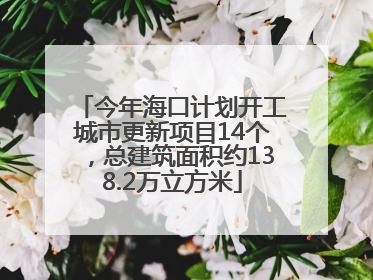 今年海口计划开工城市更新项目14个，总建筑面积约138.2万立方米