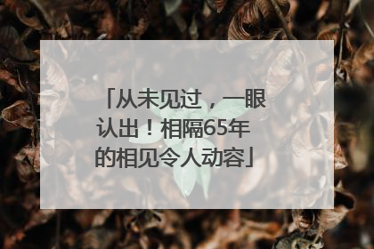 从未见过，一眼认出！相隔65年的相见令人动容
