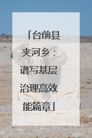台前县夹河乡：谱写基层治理高效能篇章