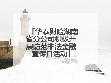 华泰财险湖南省分公司积极开展防范非法金融宣传月活动