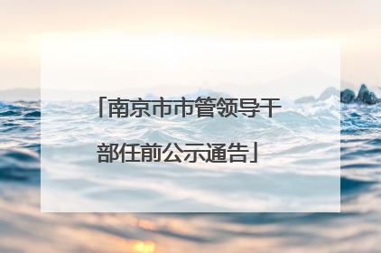 南京市市管领导干部任前公示通告