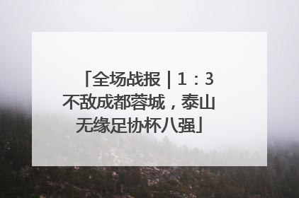 全场战报｜1：3不敌成都蓉城，泰山无缘足协杯八强