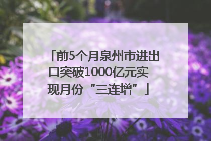 前5个月泉州市进出口突破1000亿元实现月份“三连增”
