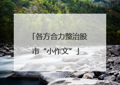 各方合力整治股市“小作文”