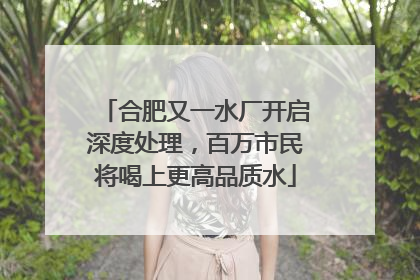 合肥又一水厂开启深度处理，百万市民将喝上更高品质水