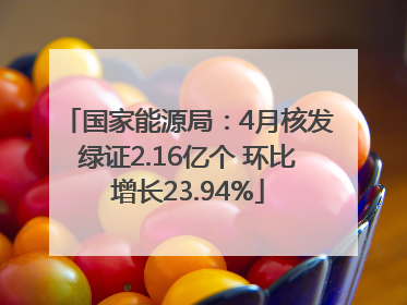 国家能源局：4月核发绿证2.16亿个 环比增长23.94%