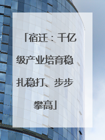 宿迁：千亿级产业培育稳扎稳打、步步攀高