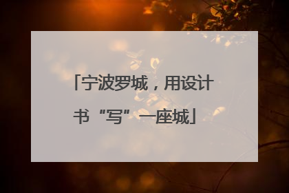 宁波罗城，用设计书“写”一座城