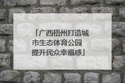 广西梧州打造城市生态体育公园 提升民众幸福感