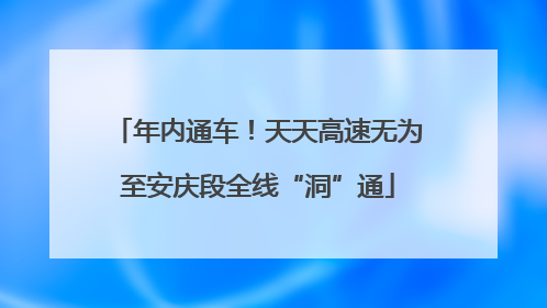 年内通车！天天高速无为至安庆段全线“洞”通