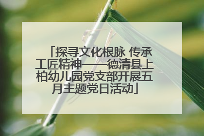 探寻文化根脉 传承工匠精神——德清县上柏幼儿园党支部开展五月主题党日活动