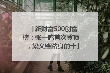 新财富500创富榜：张一鸣首次登顶，梁文锋跻身前十