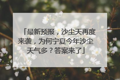 最新预报，沙尘天再度来袭，为何宁夏今年沙尘天气多？答案来了