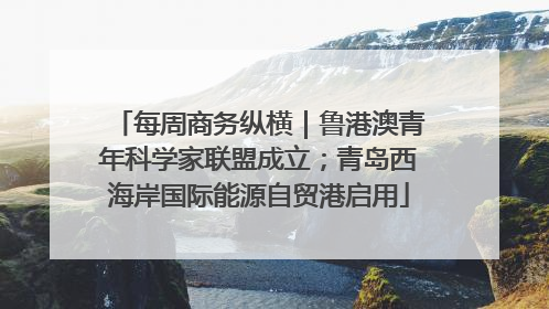 每周商务纵横｜鲁港澳青年科学家联盟成立；青岛西海岸国际能源自贸港启用