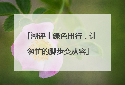 潮评丨绿色出行，让匆忙的脚步变从容