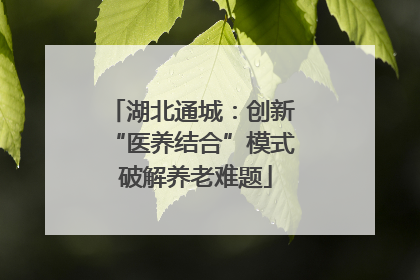 湖北通城：创新 “医养结合”模式 破解养老难题