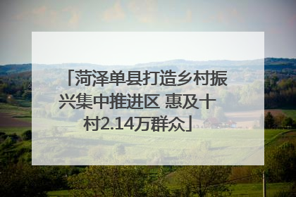 菏泽单县打造乡村振兴集中推进区 惠及十村2.14万群众