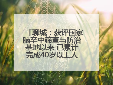 聊城：获评国家脑卒中筛查与防治基地以来 已累计完成40岁以上人群筛查干预40余万人次