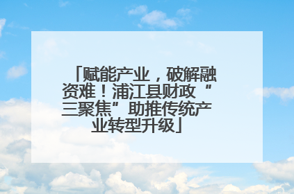 赋能产业，破解融资难！浦江县财政“三聚焦”助推传统产业转型升级