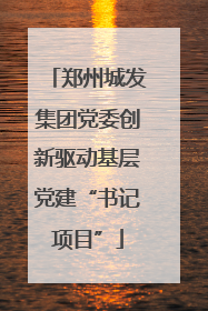 郑州城发集团党委创新驱动基层党建“书记项目”