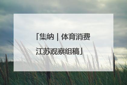 集纳｜体育消费江苏观察组稿