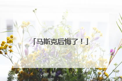 马斯克后悔了！
