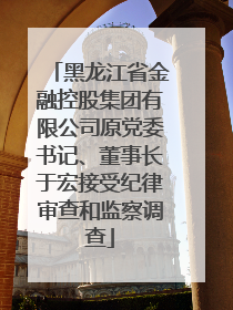 黑龙江省金融控股集团有限公司原党委书记、董事长于宏接受纪律审查和监察调查