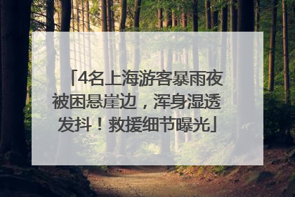 4名上海游客暴雨夜被困悬崖边，浑身湿透发抖！救援细节曝光