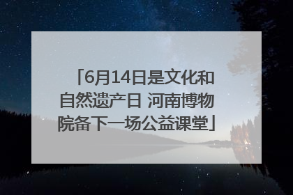 6月14日是文化和自然遗产日 河南博物院备下一场公益课堂